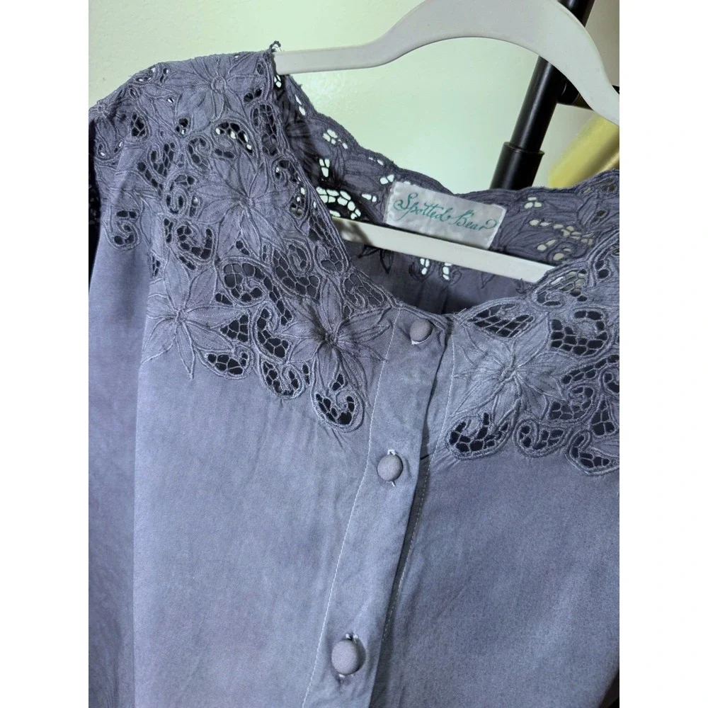 spotted bear vintage lace tunic hippie bohemian boxy blue cotton boutique MED